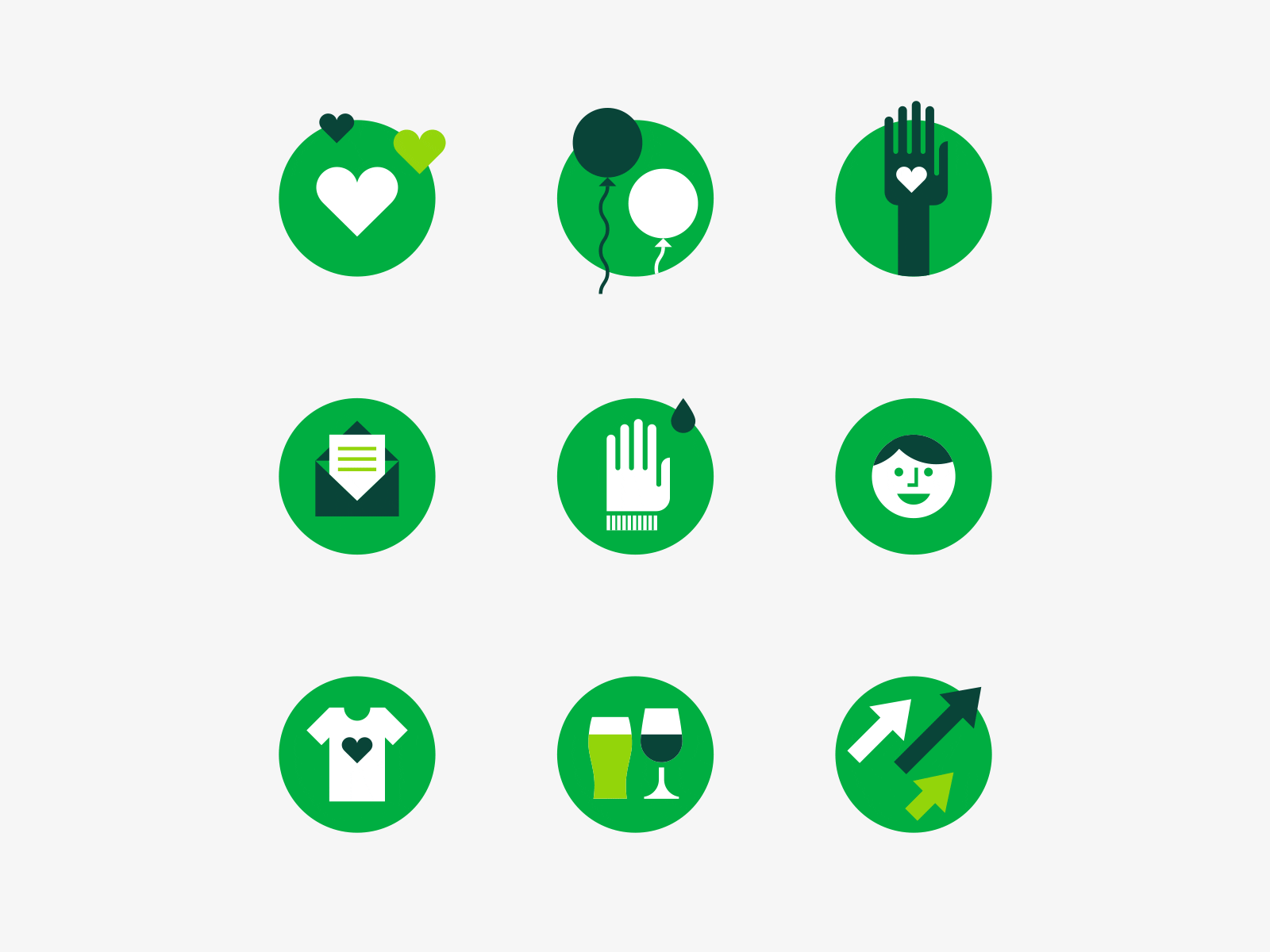 Besa Icons balloons beer email glove green hand hearts icon icons illustration letter person seniors shirt solid tree truck volunteer
