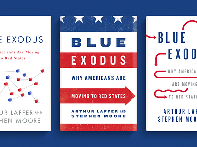 Blue Exodus america arrow blue book cover exodus flag moving political publishing