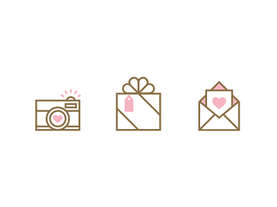 Wedding Icons camera envelope gift gold heart icon marriage pink present registry rsvp wedding