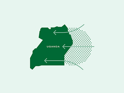 Uganda africa arrows green illustration people refugees uganda