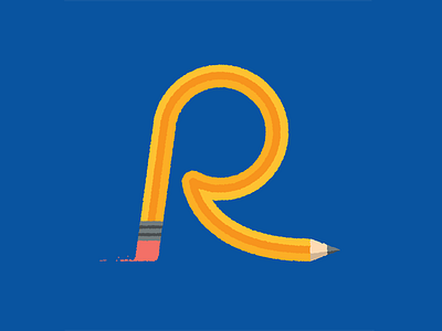 Rencil 36daysoftype blue eraser illo illustration pencil r type typography yellow