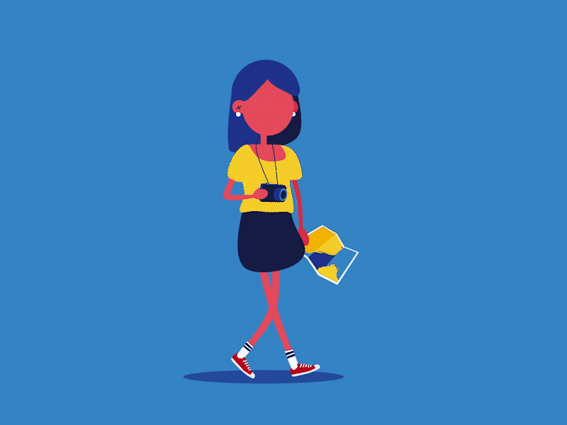 Tourist adobe illustrator aftereffects character design girl illustration walking