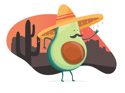 Mexican Avocado adobe illustrator avocado cactus character animation character design design dribbble expression illustrate illustration illustration art illustrator mexican mexico