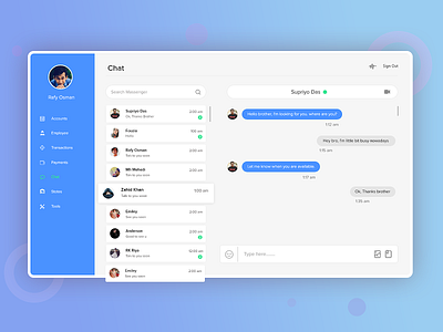 Office messenger chat chat app chat bot design massage messenger office office chat ui uidesign uiux