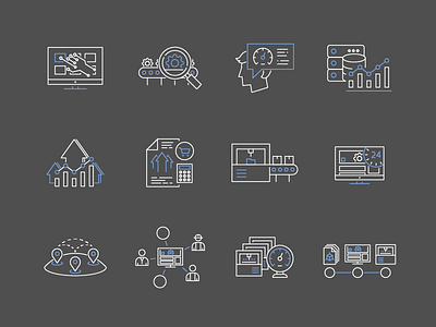 3D Printing Workflow Icons - Dark 3d printing dark dark background design icon icons icons set outline vector workflow