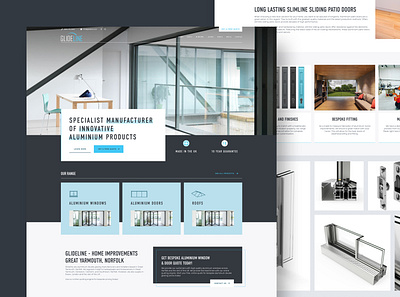 Glideline Website aluminium architecture glazing manufacturer web design xd