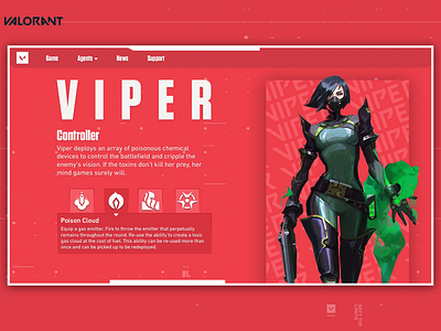 Valorant Viper Agent Page Design esports landing page riotgames ui ui ux ui design ux ux design valorant web design website website design