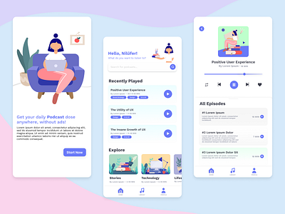 Podcast App UI Design (Mobile)