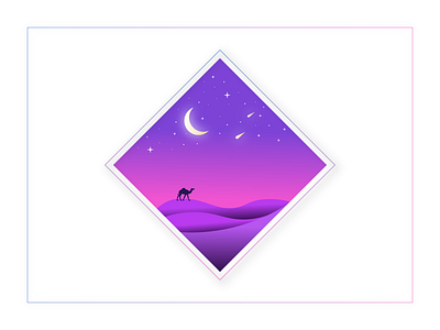 Purple Night desert digital art gradient gradient design hills illustration landscape moon moonlight night purple sand simple sky stars