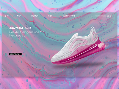 Nike Website Landing Page blue concept homepage landing page nike nike air nike air max pink portfolio sneakers ui ui ux uidesign ux web web design webdesign website website concept website design