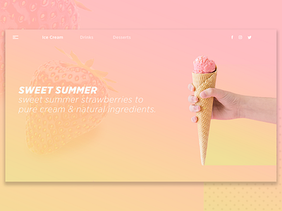 Ice Cream Shop Landing Page gradient homepage icecream landing landing page menu bar page page design page layout pink shop social media strawberry summer ui uidesign ux web design website yellow