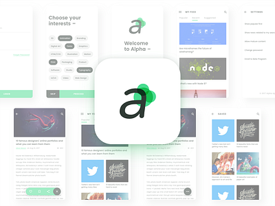 Alpha - Free Sketch UI Kit aplha app blog design free kit mobile ui ux