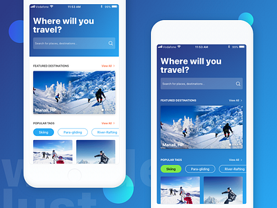 Travel app blue design mobile travel ui ux