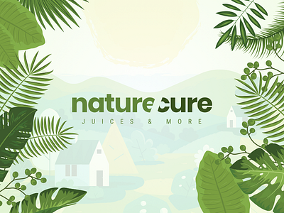 Nature Cure design green juice logo nature ui ux