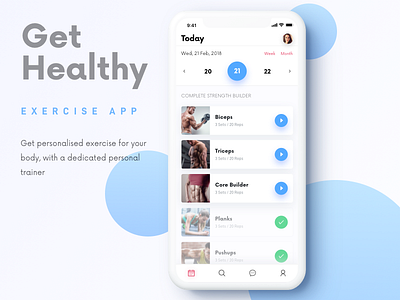Get Healthy app design exercise fitness gym health mobile ui ux