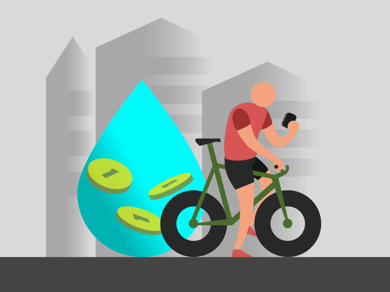 Cyclist using mobile app