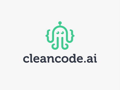 CleanCode abstract bot brackets branding clean code design icon logo modern octopus software vector