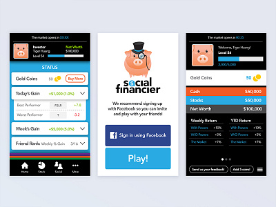 Social Financier app design game ios market mobile stocks ui ui designer user experience ux ux prototype