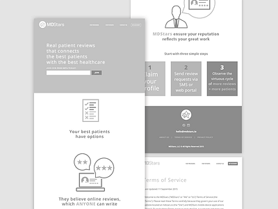 Wireframes for a landing page