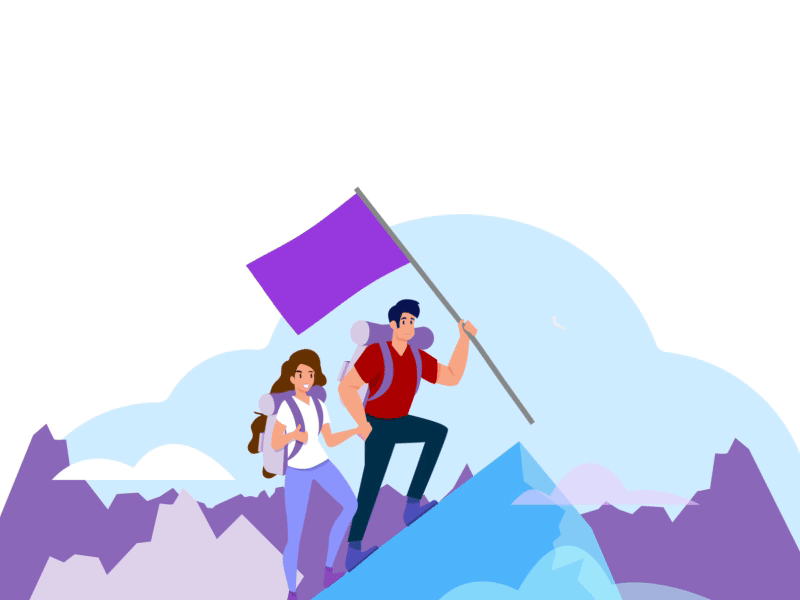 Mountains 2d character achievement aftereffects animation 2d character design couple flag illustration mountains success vector animation