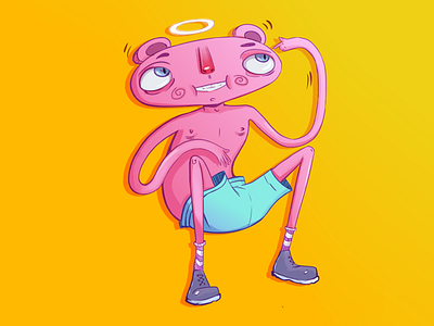 Saint naked panda 2d character abstract art character design design illustration mural pink saint