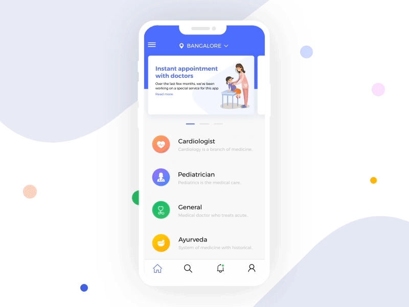 Doctor Care mobile app visual design concept interaction design ios medical app doctor app mobile app uiux ui