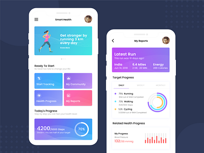 Fitness Tracker App concept fitness app flat design graphics health health care interface iphone x mobile app mockup running app typography ui uidesign uiux visual design