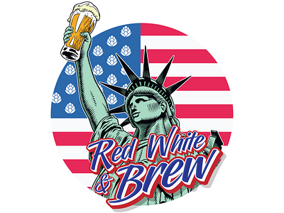 Red, White and Brew alcohol america beer fourth of july hops illustrator july 4th red white and blue usa vector