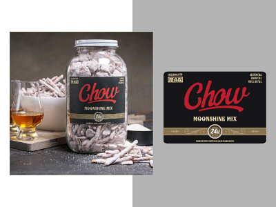 Moonshine Man Chow Label alcohol badge food and beverage illustraion label logo design packaging
