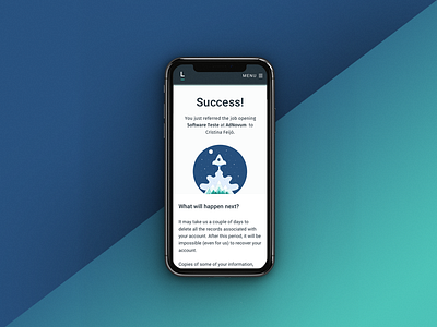 Success Screen for a Referral illustration landing.jobs mobile referral screen success