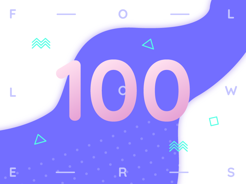 100 Folowers thank you 100 followers dribbblers thanks green pink purple memphis followers 100