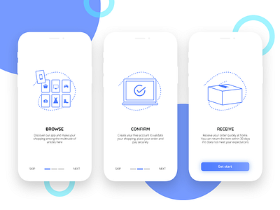 Onboarding - Daily ui 23 23 app blue board clean daily ui daily ui challenge interface iphone x mobile onboarding shopping