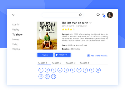 TV App - Daily ui 25 25 app clean daily ui daily ui challenge serie streaming the last man on earth tv tv app tv show ui