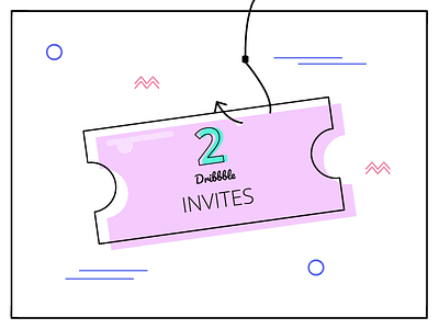 2 dribbble invites 2 dribbble invite green invite memphis pink purple ticket
