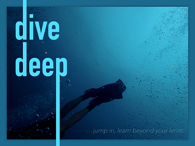 dive deep blue postcard