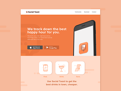 Social Toast - Landing Page app drinks landing page social toast ui web
