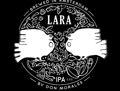 Craft Beer Lara IPA bottle label design amsterdam beer beer art beer label birds blackandwhite bottle label brewing craftbeer ipa beer ipad ornamental packaging