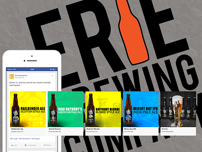 Erie Brewing Co. Facebook Carousel Ad advertising facebook graphic design marketing