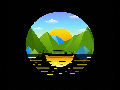 Namaste Dribbble! colors illustration lake scenery sunrise