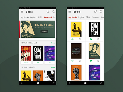 Books app - Windows 10 app books mobile