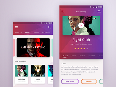 Movie App exploration android app color design material movie