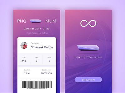 Hyperloop One - Travel app exploration booking color future header hyperloop minimalistic ticket travel ui