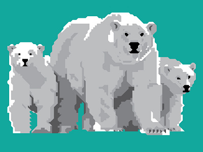 Polar Bears grid illustration pixel polar bear