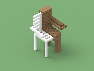 To the Bone 1 (Chair) 3d bones chair illustration isometric juanchit magica voxel voxel