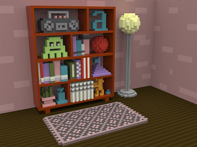 Ghost In The Shelf 3d illustration isometric juanchit magica voxel voxel