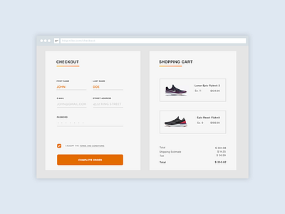 Daily UI #002 - Check Out Page check dailyui nike out shopping