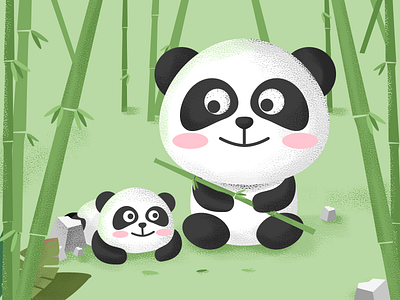 Panda bamboo forest illustration panda