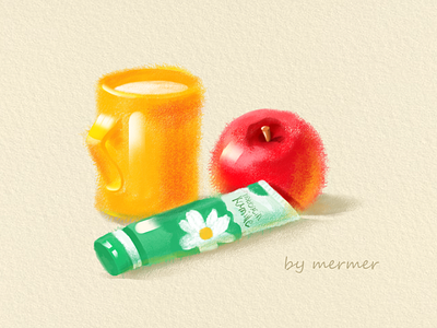 Illustration apple cup hand cream illustration