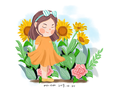 Illustration flower girl illustration