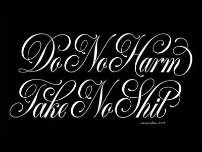 Do No Harm, Take No Shit flourish handlettering lettering quote script typography